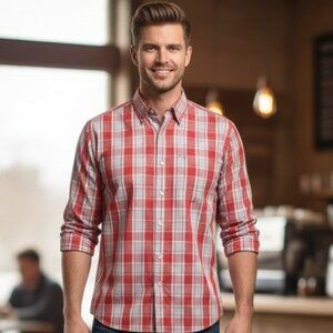 Southpole Red Plaid Long Sleeve Button-Down Shirt Men’s L